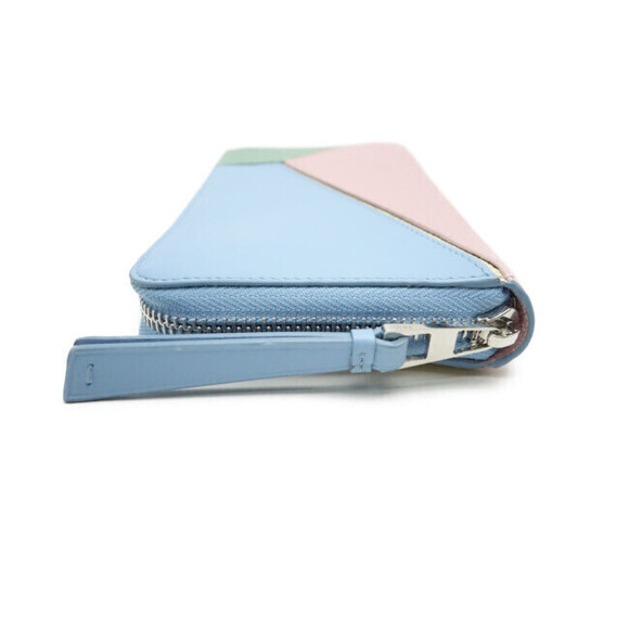 Loewe Wallet Round Zip Long Puzzle Calf Leather Blue Pink Green - Picture 3 of 6
